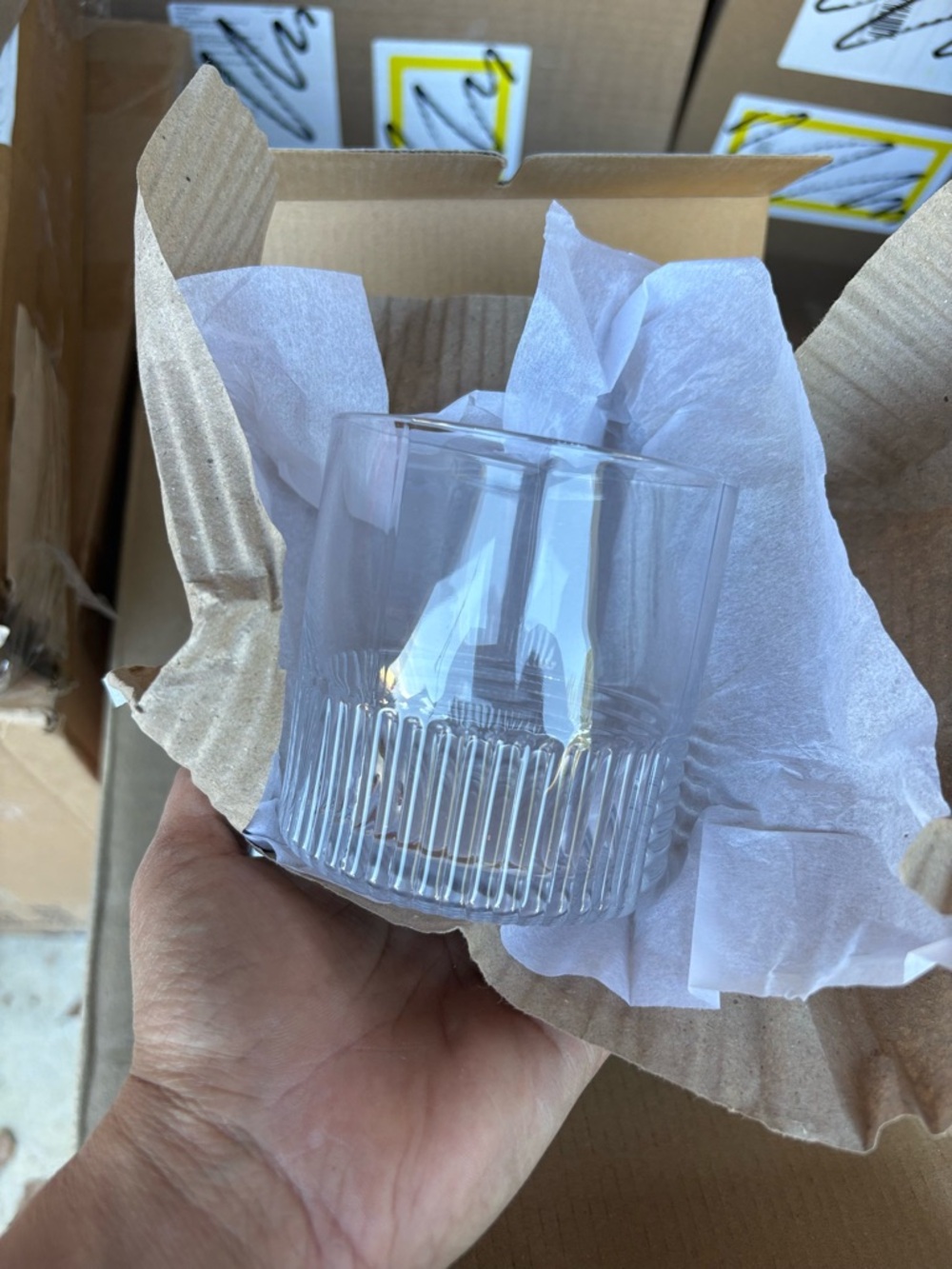 Clear Ribbed Glass Tumbler - 1 Pack